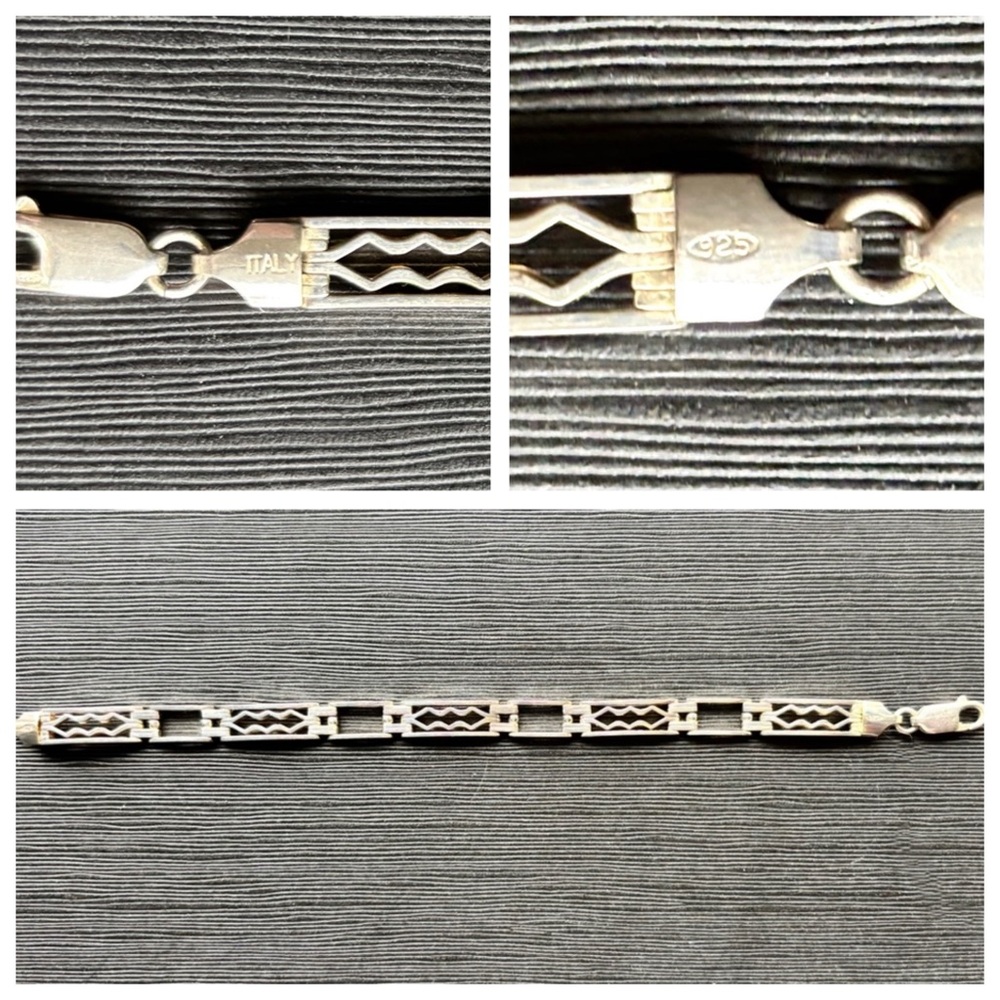 Sterling Silver Rectangle-Link Bracelet - Unisex … - image 7